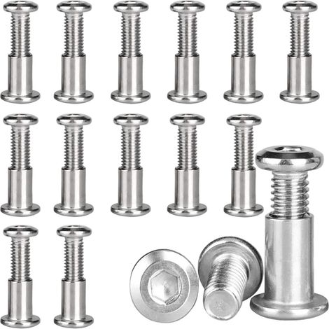 15 vis de fixation M5 x 20 mm (15 vis de fixation pour meubles, 15 vis à tête creuse), connecteur d'armoire en acier inoxydable A2 V2A, vis M5 pour meubles (1/4)