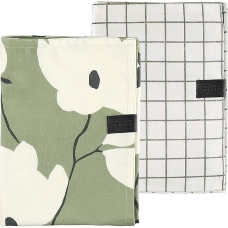 SCHÖNER WOHNEN Geschirrtuch DUO - 2er Set 70x50 cm, Grau