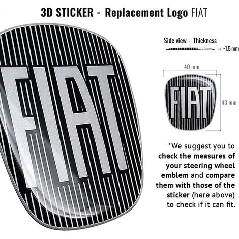 3D Sticker Fiat Interno Logo - Colore: NERO