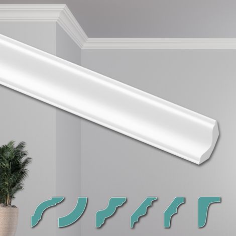 HEXIMO Corniches de Plafond Modernes en Polystyrène XPS Blanc, 2 Mètres Moulures Décoratives Angles: ZG16 - 45 x 45 mm, max. Forfait (meilleur prix par mètre)