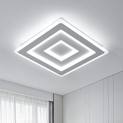 Goeco – Plafonnier LED carré 52W 5850LM – Acrylique blanc – Lumière blanche 6500K – Dimensions 40x40x5cm – Pour espaces jusqu'à 30m²