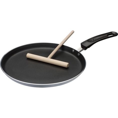 Crêpesmaker mit Teigausstricher - GSW - 456715 - Aluminium - grau - 26 cm - Für alle Herdarten, einschließlich Induktion