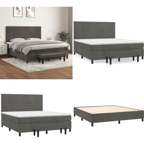Boxspringbett mit Matratze Dunkelgrau 160x200 cm Samt - Samtbett - Boxspringbett - Doppelbett - Bettauflage - Nachttisch - Home & Living (1/5)