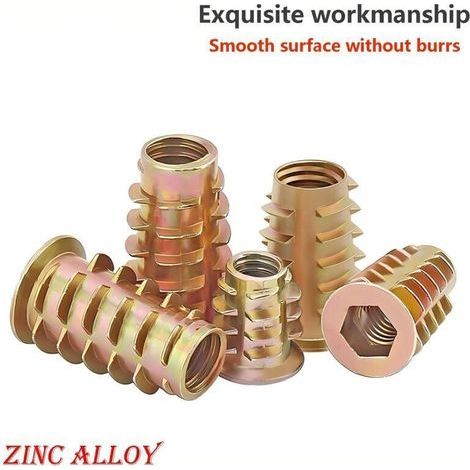 Écrous hexagonaux filetés M8 × 15 mm, tête plate, forme échelle, acier zingué, lot de 20 pièces pour assemblage meubles bois (1/4)