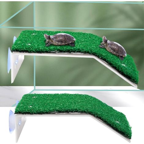 Plateforme Tortue,Turtle Sunbathing Platform,Plateforme Tortue Aquatique,Turtle Ramp Plateforme,Tortue Aquarium Simulé Pelouse,Plateforme pour Tortues Aquatiques,pour Petits Animaux Bain Soleil Jeu (1/5)