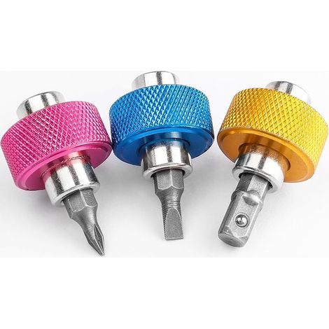 3Pcs Douille à Cliquet Doigt, Clés à Cliquet à Doigt en Acier, cliquet Doigt Réversible Poignée 1/4" avec 3 Embouts, Pouce Jeu de Tournevis pour les Espaces Restreints, Bleu/Rose/Jaune (1/5)