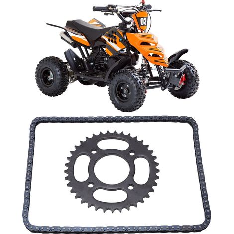 428er Kette, 136 Glieder, + 37T 155mm Ritzel hinten, geeignet für 43cc und 49cc Minimotos. (1/5)