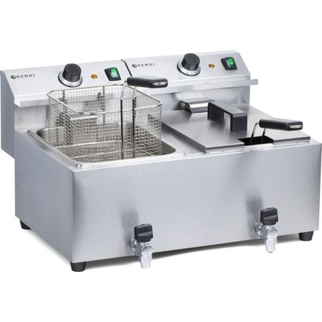 Friggitrice Masterpro con rubinetto 230V 7kW 2 x 8L - Hendi 209301
