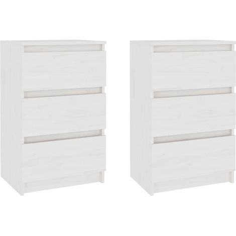 Maison Exclusive - Comodini 2 pz Bianc40x29,5x64 cm in Legno Massello di Pino