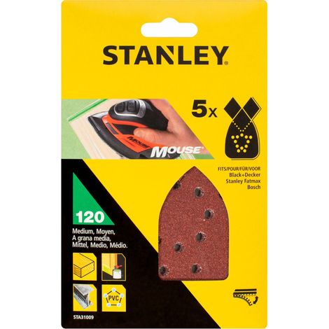 Stanley 5 abrasifs corindons qualité supérieure Mouse grain 120 STA31009-XJ (1/2)