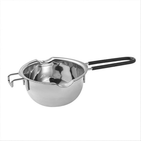 400-ml-Schokoladenschmelztopf, Edelstahlschüssel, ideal für Süßwaren, Doppelausguss mit Haken vorne, schwarz (1/5)