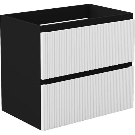 Unterschrank Badmöbel Badschrank Waschbeckenunterschrank 60cm Mattschwarz+Mattweiß TYP4 (1/5)