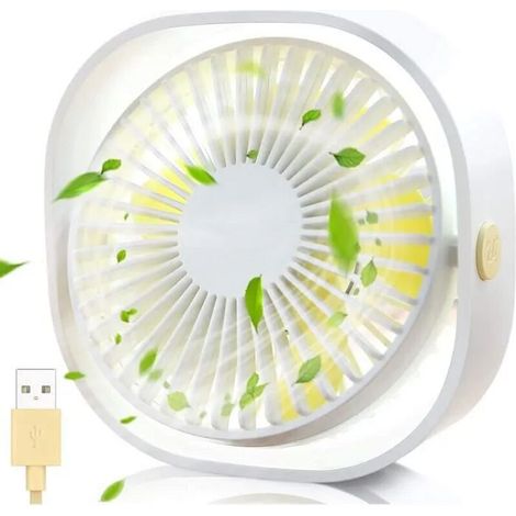 Mini ventilateur USB, silencieux et portable, trois vitesses réglables, idéal pour le bureau et les voyages. Alimentation USB. (1/4)