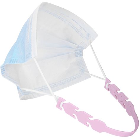 Crochets et clips d'oreille en silicone réglables en 3 sections pour masque (rose) (1/4)