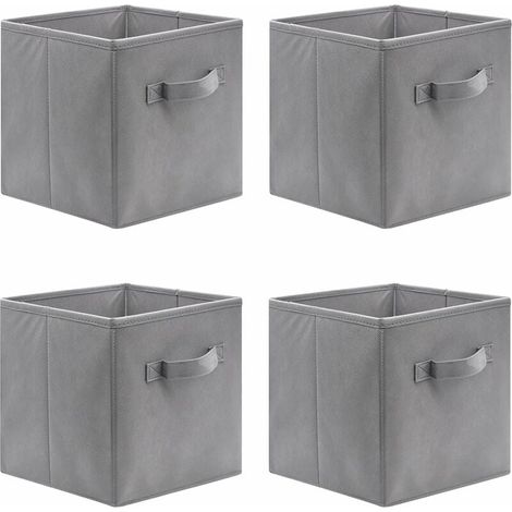 Lot de 4 cubes de rangement pliants, 27 x 27 x 28 cm Boîtes de Rangement Ouvertes en Textile Non-Tissé, Tiroir en Tissu, pour jouets Vêtements (1/5)
