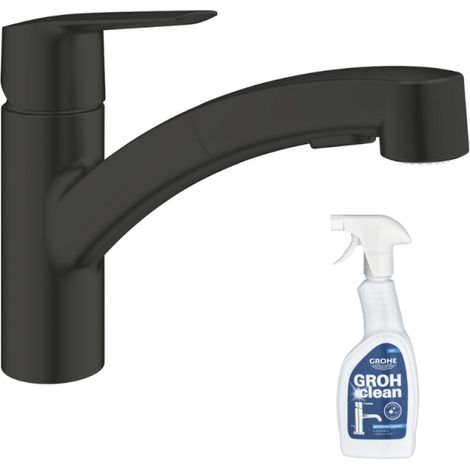 Grifo de cocina con spray GROHE Start en negro mate + limpiador GrohClean (1/5)