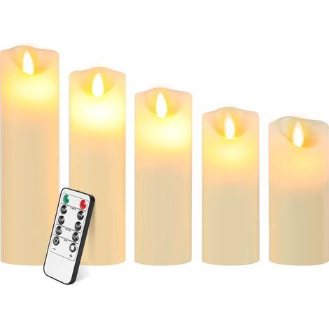 TolleTour Lot de 5 Bougies LED Flamme Vacillante Bougie avec Télécommande Bougies Sans Flamme blanc pour Décorations de Fête d’anniversaire Mariage Hôtel Noël (1/5)