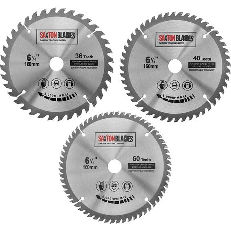 3X Lames de scie circulaire TCT Saxton pour bois 160 mm x 20 mm compatibles avec Festool TS55 Bosch Makita Pack C (1/5)