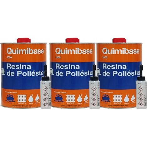 Resina poliestere da 3 kg per riparazioni + catalizzatore di perossido - Utile per riparazioni di auto, piscine, serbatoi, imbar