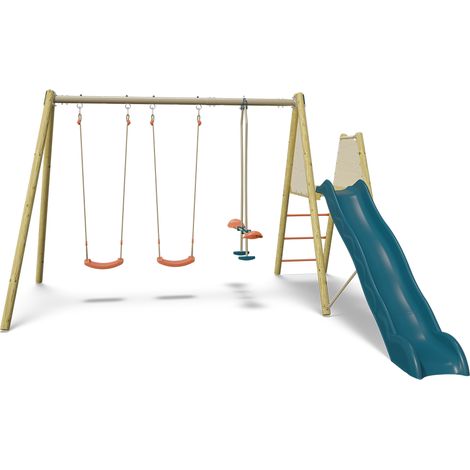 Balançoire avec toboggan et face à face - Techwood Harmonie ROMY - Aléo by Trigano