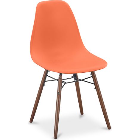 Sedie da Pranzo - Design Scandinavo - Gambe in Legno Scuro - Skögur Arancione
