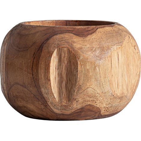 Vase en teck marron vieilli style ethnique décoration chaleureuse - Marron teck vieilli (1/2)