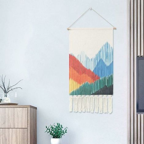 Bohemian Style Aztec Macrame Wall Hanging, Handmade Cotton co.ukinge, Tassel, Banner with Copper Hanging for Kids Room, Wall Decor (1/5)