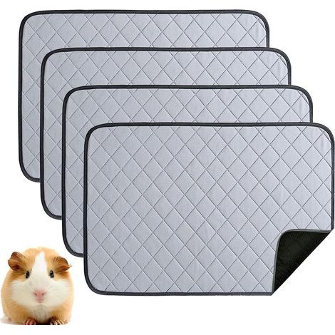 PIPI Lot de 4 tapis pour cochons d'Inde, 60 x 45 cm, absorbants rapides, lavables et antidérapants, pour lapins, chinchillas, hamsters, chiots (1/5)