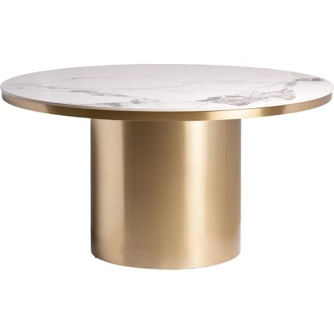 Table à manger ronde porcelaine et acier doré Tikah Ø150cm (1/5)