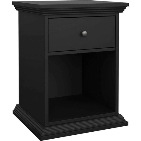 Dmora - Comodino Mimi, Comò basso, Tavolino da notte, Mensola da letto, 48x43 h63 cm, Nero