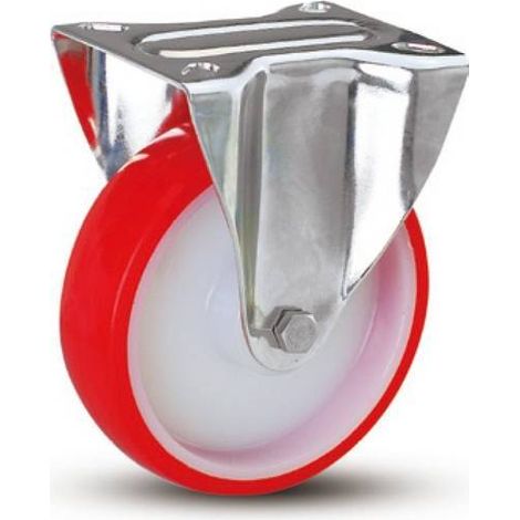 RUOTA SUPPORTO IN ACCIAIO INOX IN POLIAMMIDE NYLON RUOTE GIREVOLI FRENO FISSE - RUOTA FISSA Ø80 (1/4)
