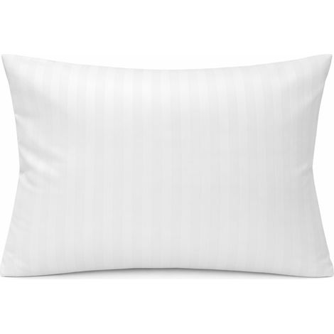 Kissenbezug 50x70 weiß für Hotelkissen aus polierter Baumwolle, gestreift, 1 cm Überlappung (1/5)