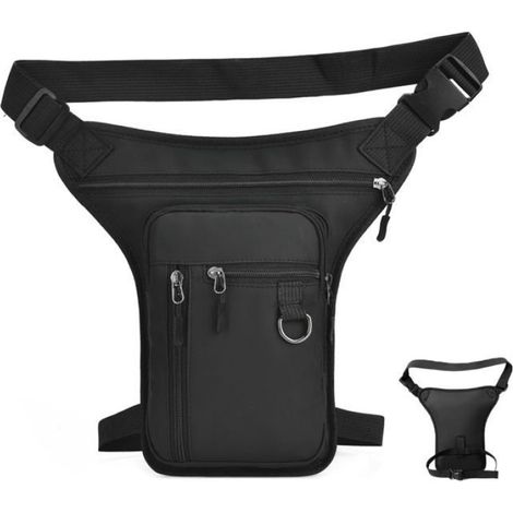 Sacoche Jambe Moto Noire - 4 Poches Imperméable pour Cyclisme Escalade Randonnée Cuneary (1/5)