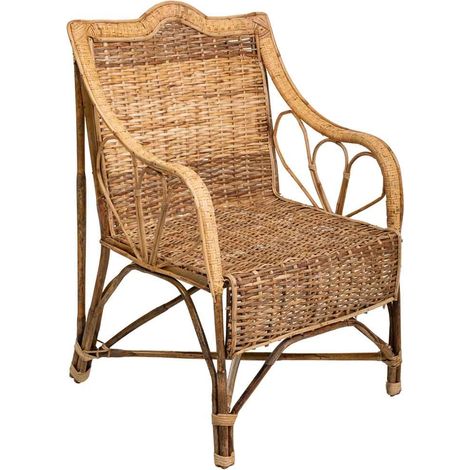 Sillón de bambú y ratán marrón 64x48x99