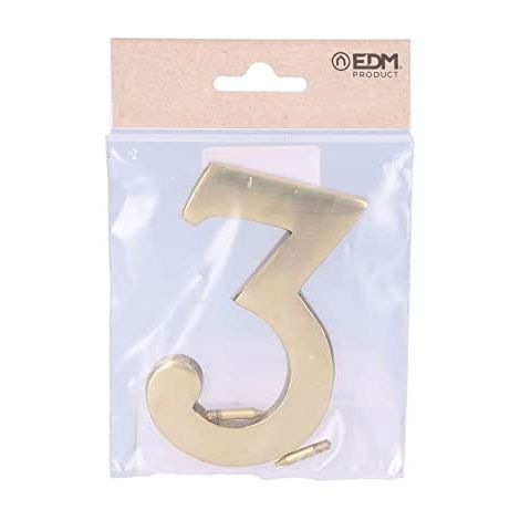 Numéro 3 Laiton Poli 10cm Fixation Invisible EDM