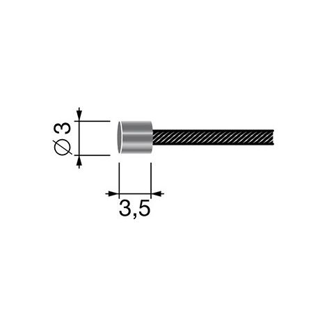 Cable flexible de 12 hilos con conector cilíndrico 3,5x3mm. Longitud total: 2500mm - diámetro exterior: 1,2mm.