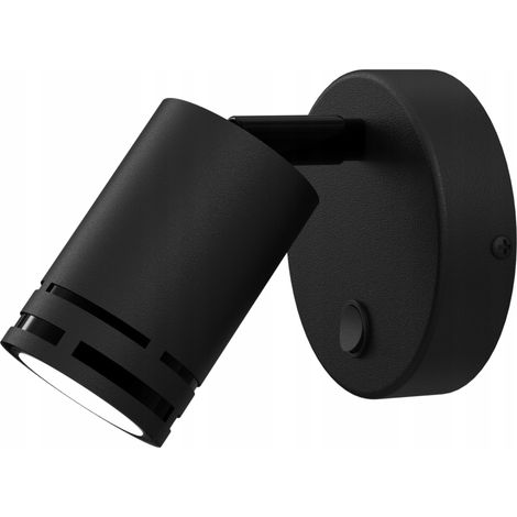 Schwarze, bewegliche LED-GU10-Wandleuchte mit Schalter (1/5)