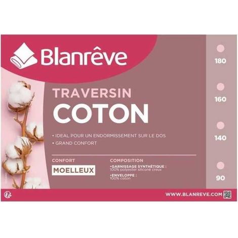 Traversin BLANREVE de algodón 180 cm blanco cilíndrico 100% algodón 30x27 hilos/cm2 (1/3)