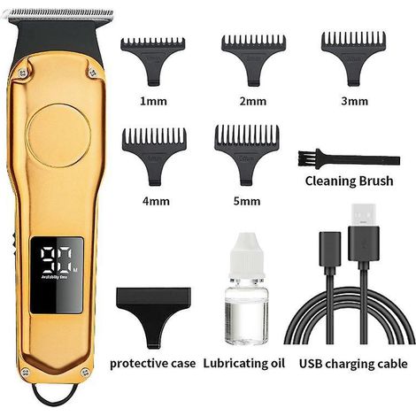 tondeuse Cheveux Hommes, Rasoir Lectrique Professionnelle Tondeuse Cheveux Homme Tondeuse De Finition Coupes De Cheveux Et Barbe Kit (9pcs/usb/re (1/5)