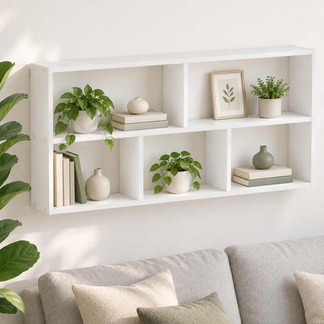 vidaXL Scaffale da parete Bianco 102 x 17 x 50 cm Legno ingegnerizzato (1/5)