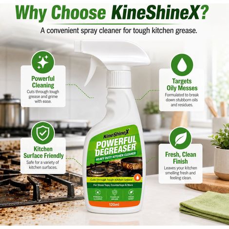KineShineX Leistungsstarkes Küchenentfettungsspray – Herd, Dunstabzugshaube und Hochleistungsentfetter (1/4)