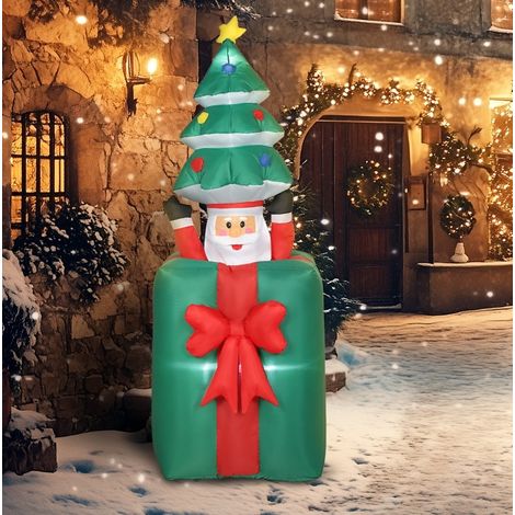 Aufblasbare Weihnachtsdeko mit LED 80x67x213 cm aus rotem Polyester für Garten – MEUBLIV (1/5)