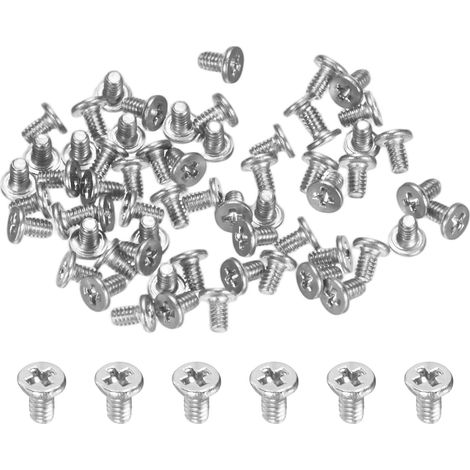 60-Pack Vis À Tête Plate, M1.2x2mm Acier Inoxydable 304 Phillips Mini Vis Pour Machines/Équipements, Fixation À Entraînement Croisé (1/5)