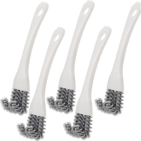 Set di 5 spazzole antiruggine con manico, spazzola multifunzionale per la pulizia del piano cottura, spazzola per fughe della cucina, spazzola per fughe 2 in 1, spazzola abrasiva, spazzola per griglia (1/5)