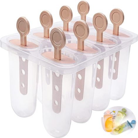 Moules à esquimaux, ensemble de 8 pièces en silicone, sans BPA, réutilisables, démoulage facile. (1/5)