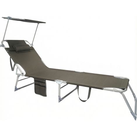 Chaise longue pliante pare-soleil Sunfold Plus gris (1/4)