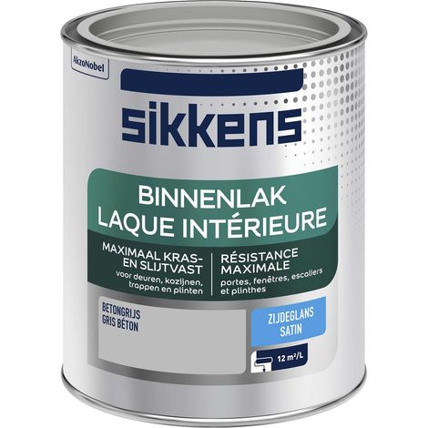 Sikkens - Peinture Laque Intérieure Bois et Fer - Résistance maximale aux taches et rayures - Satin Gris Béton 0,75 L