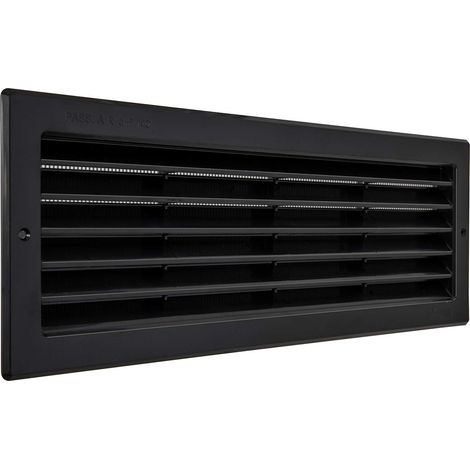 La Ventilazione PR3713N Griglia Rettangolare in Plastica Nera da Incasso con Rete antinsetti. Dimensioni 370x130 mm, Nero (1/4)