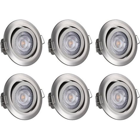 Ensemble de 6 Spots encastrables LED Pour plafond Argent de 5W (1/5)