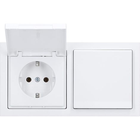 future linear Kit complet : 2 x 20 prises Schuko EUK-84 avec couvercle rabattable + cadre de finition à 2 prises 1722-184K, blanc studio 55 x 55 mm (1/5)